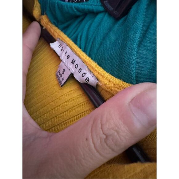 Haute Monde Mustard Yellow Ruffle Sleeve Jumpsuit | Women’s Small | Stretchy Rib - Picture 7 of 8